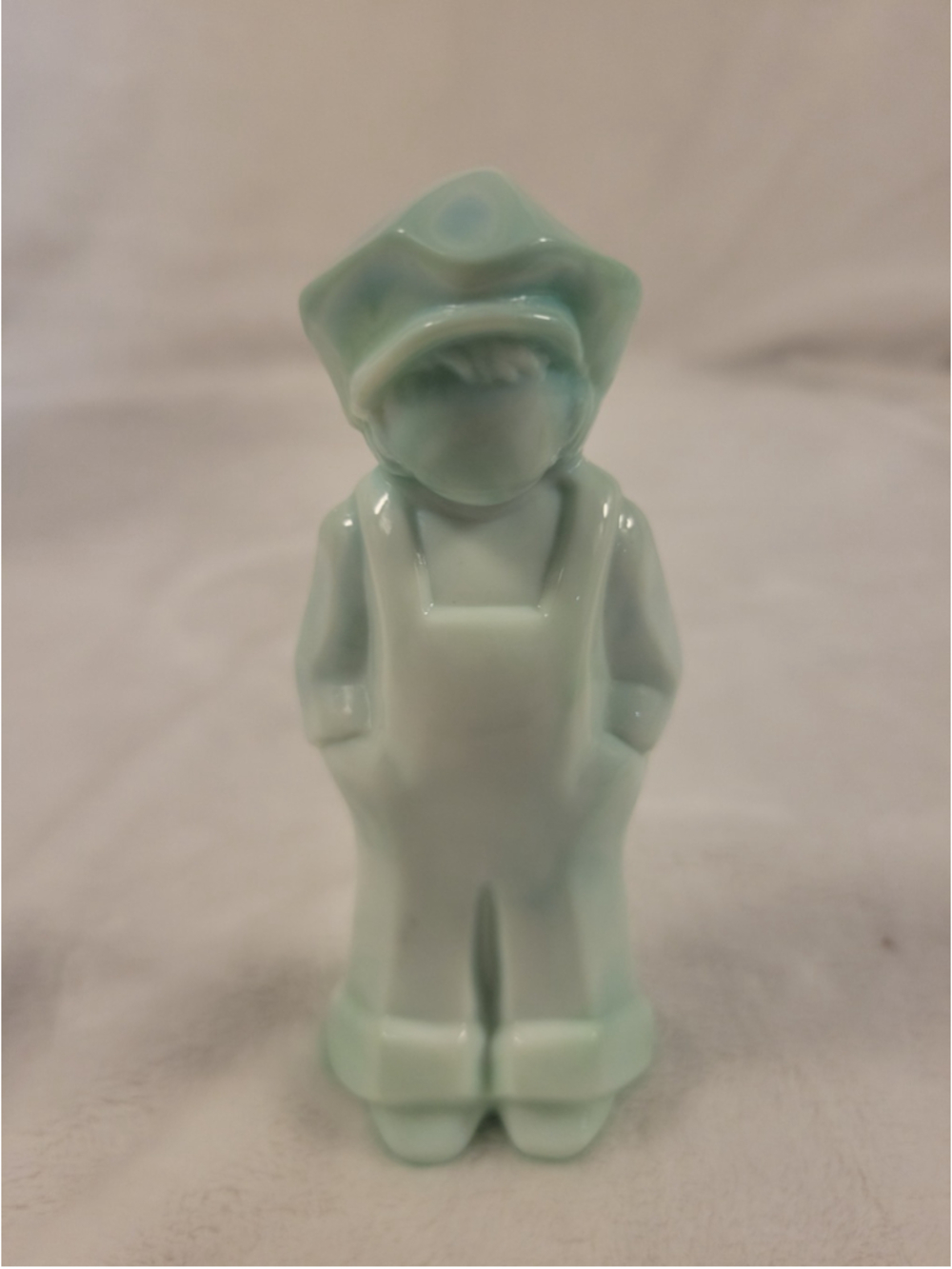 Mosser Glass VI Josh Doll H81 "Chartreuse" Slag Glass Mint Green Teal Green